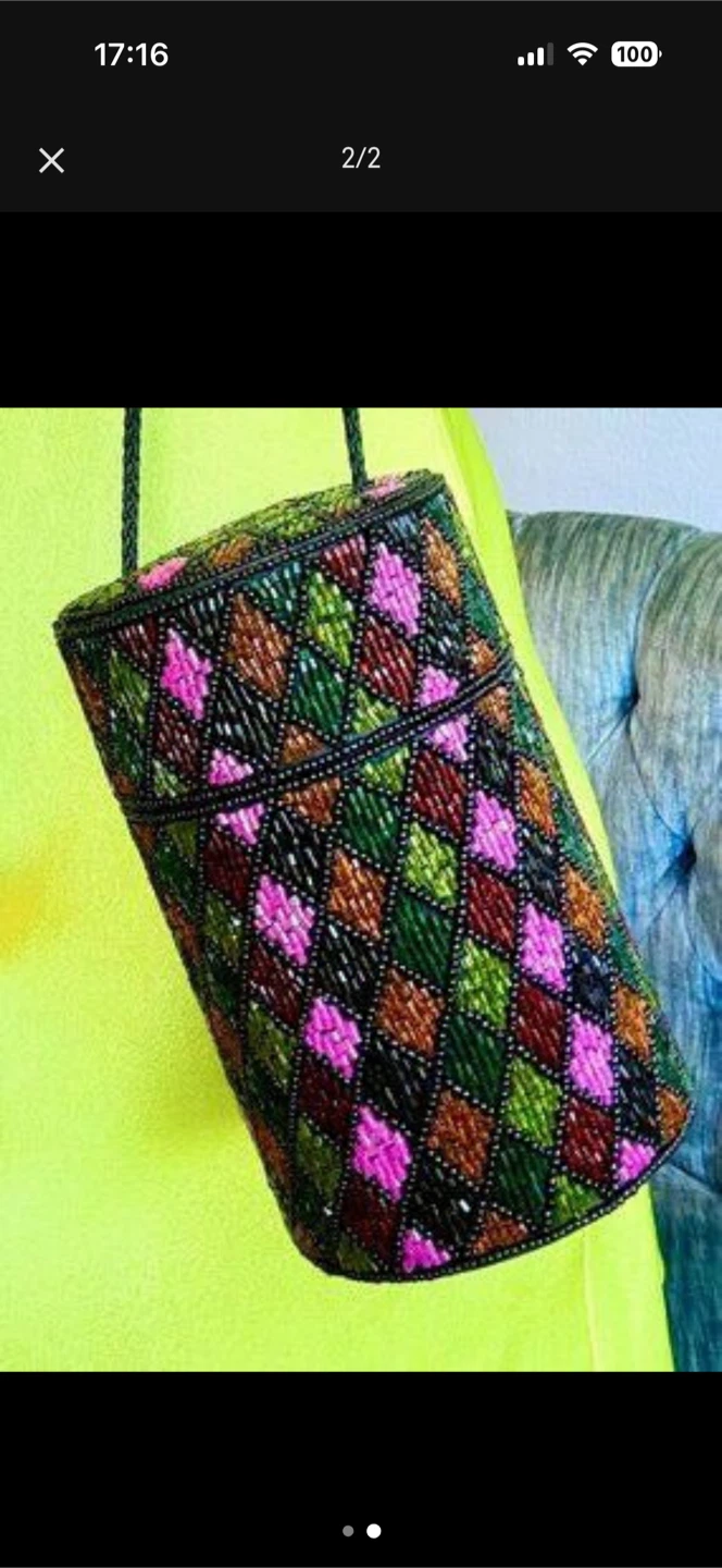 Bob Mackie vintage beaded cylindrical handbag