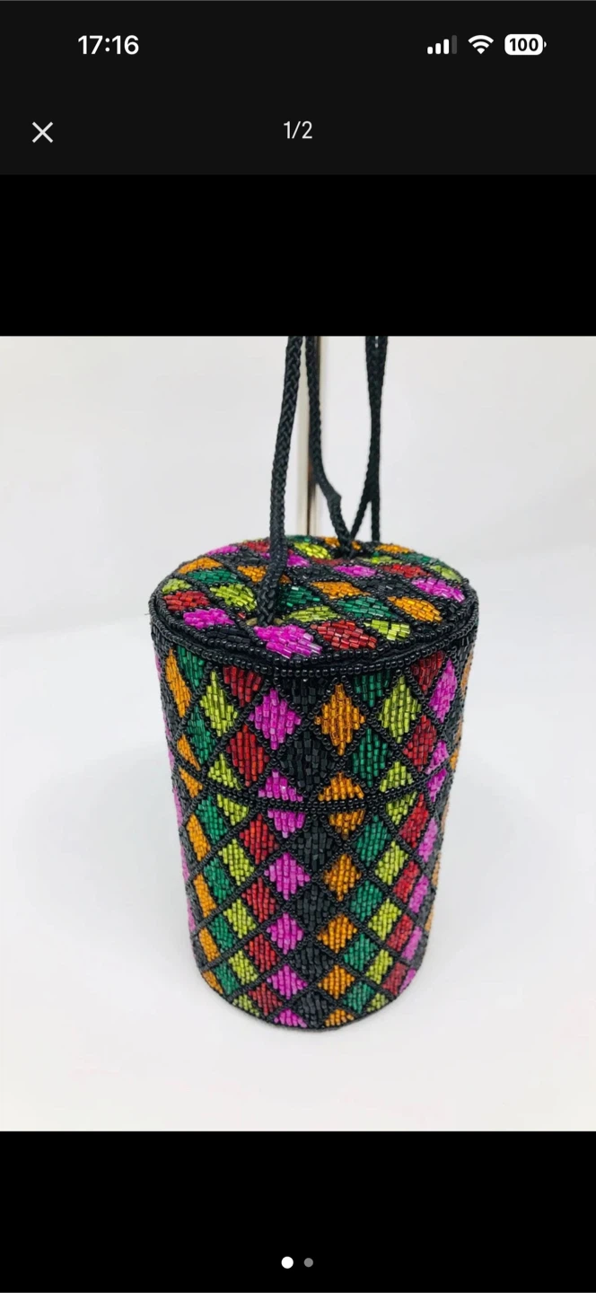 Bob Mackie vintage beaded cylindrical handbag - photo 2