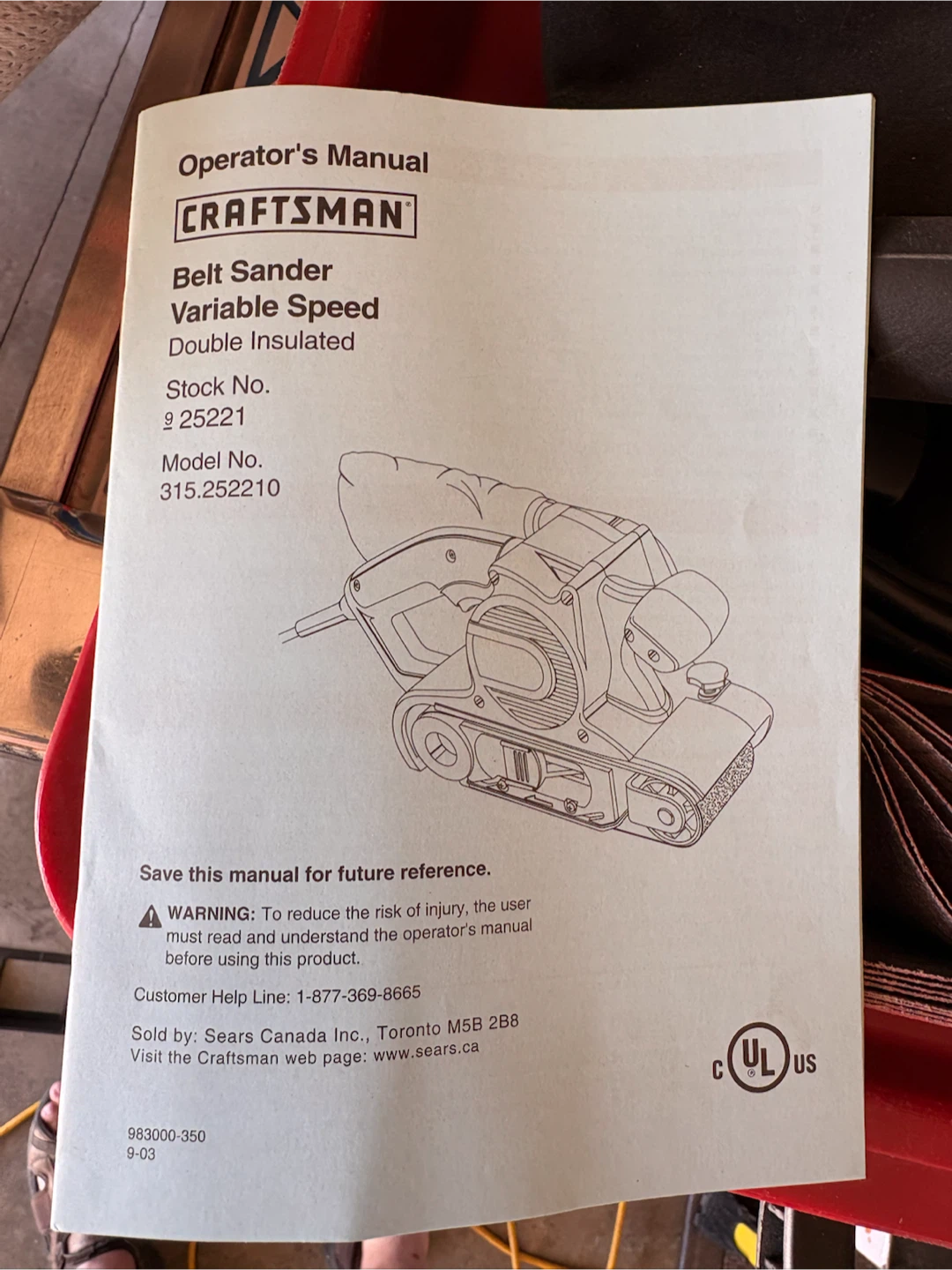 Craftsman Variable Speed Belt Sander - photo 2