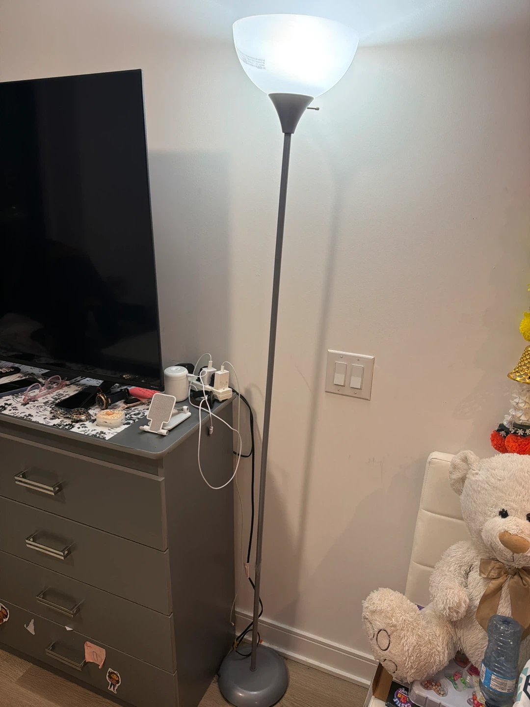 Floor lamp with white shade