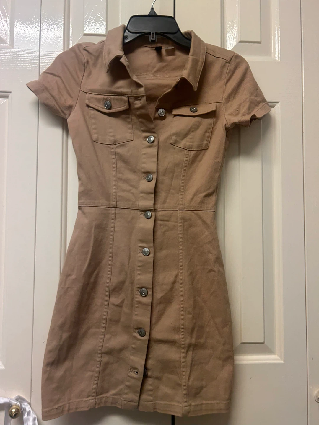 Tan Denim Button-Down Dress 🏈