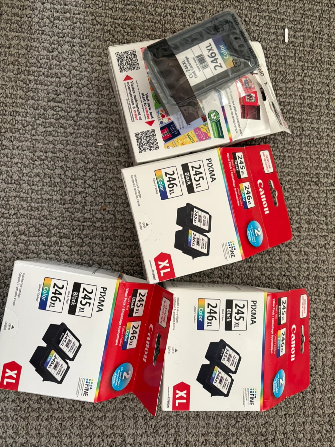 4 Canon Pixma 245XL Black and 246XL Colour Ink Packs