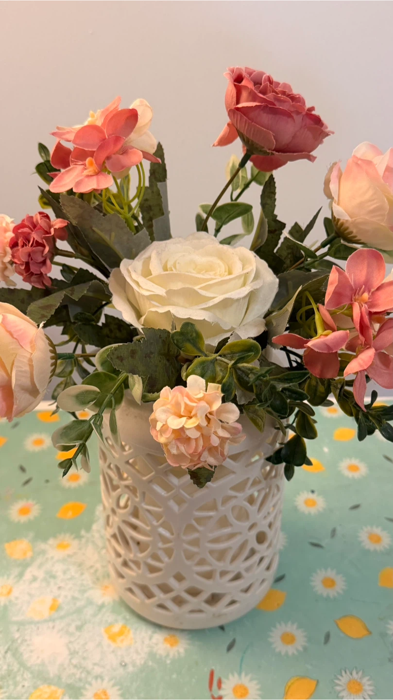 Artificial Floral Arrangement in Lattice Vase