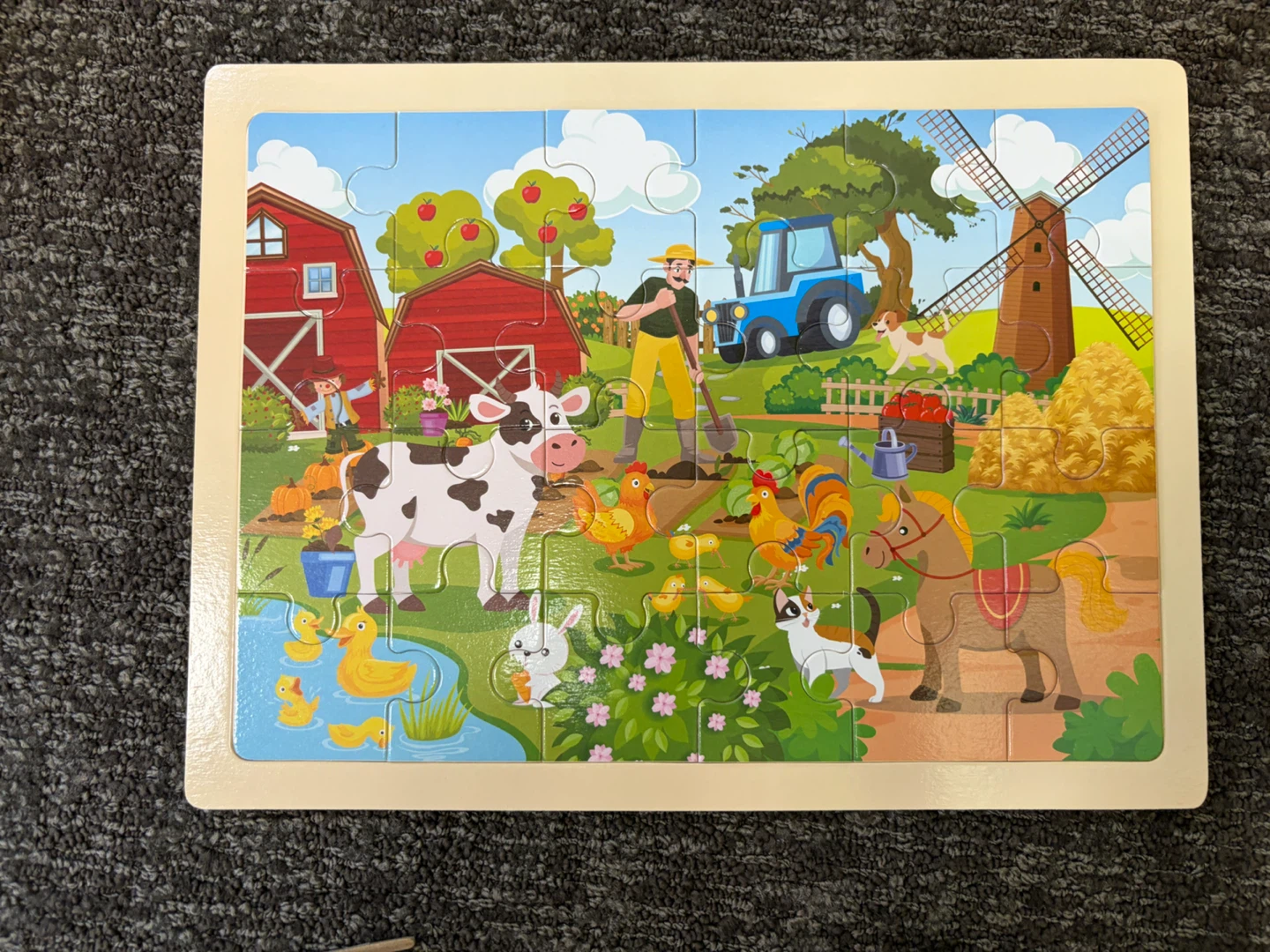 Wooden Farm Scene Kids Puzzle 🏈