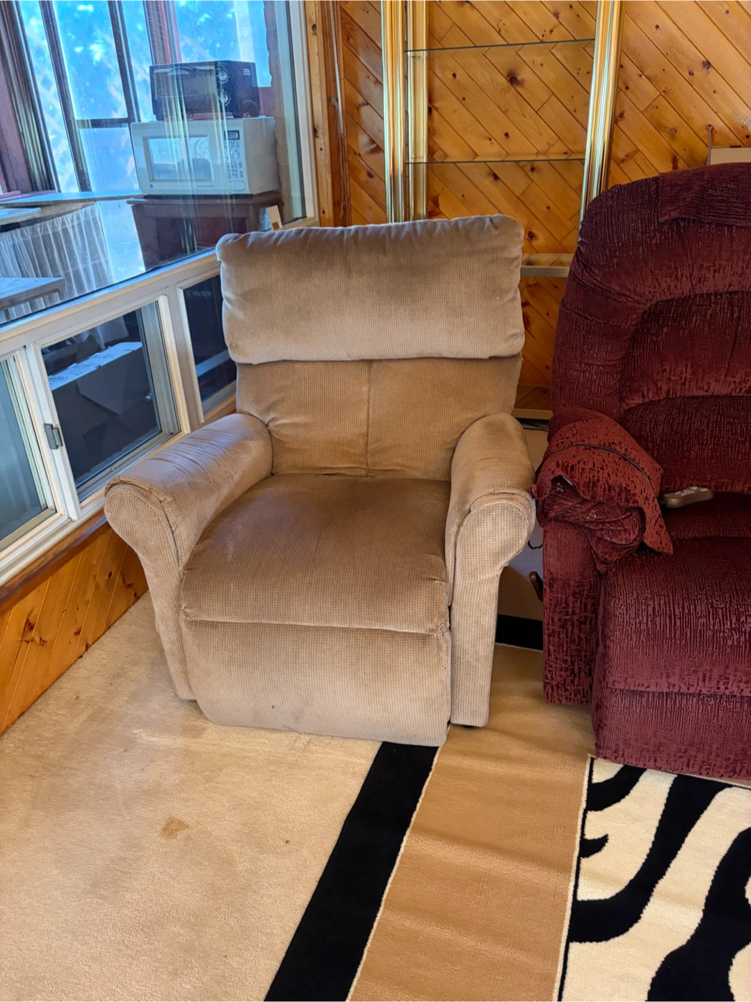 Beige Fabric Recliner Chair