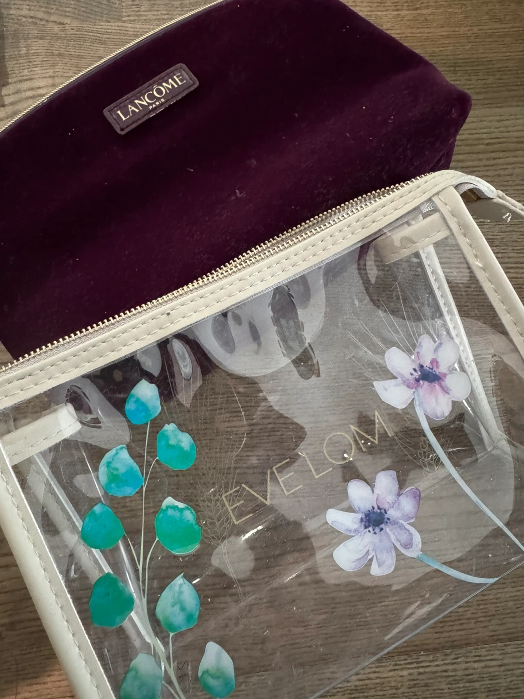 Bundle of Lancome and Eve Lom cosmetic bags