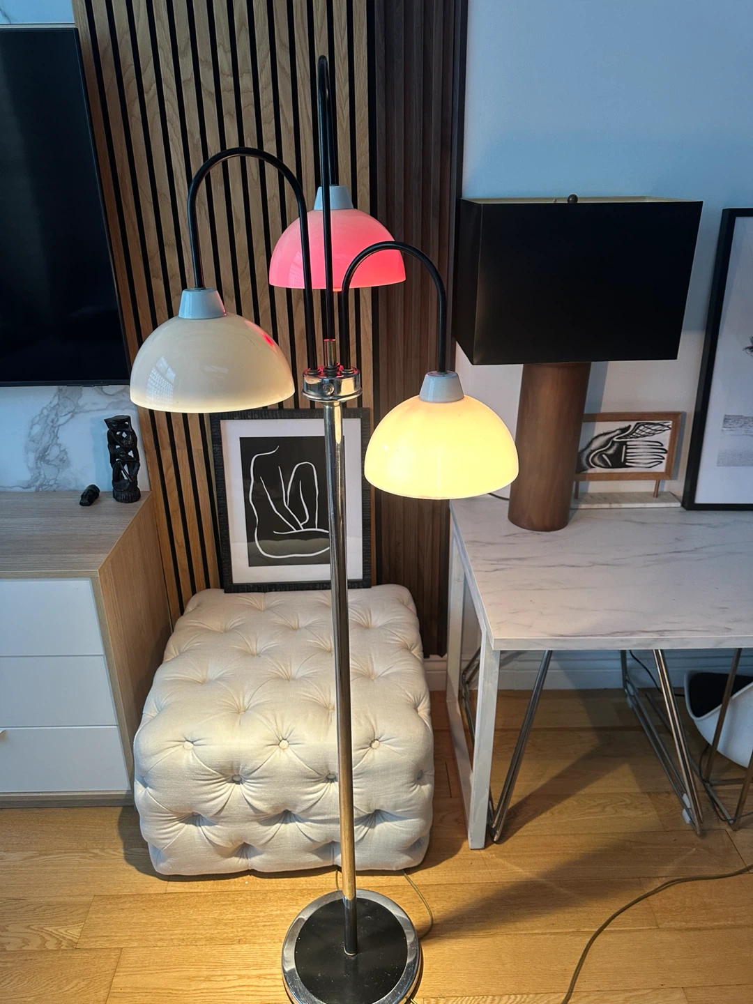 VINTAGE MCM CHROME FLOOR LAMP MID CENTURY MODERN