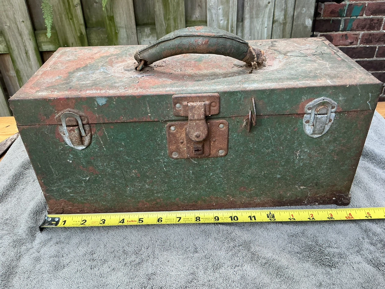 Vintage Green Metal Toolbox