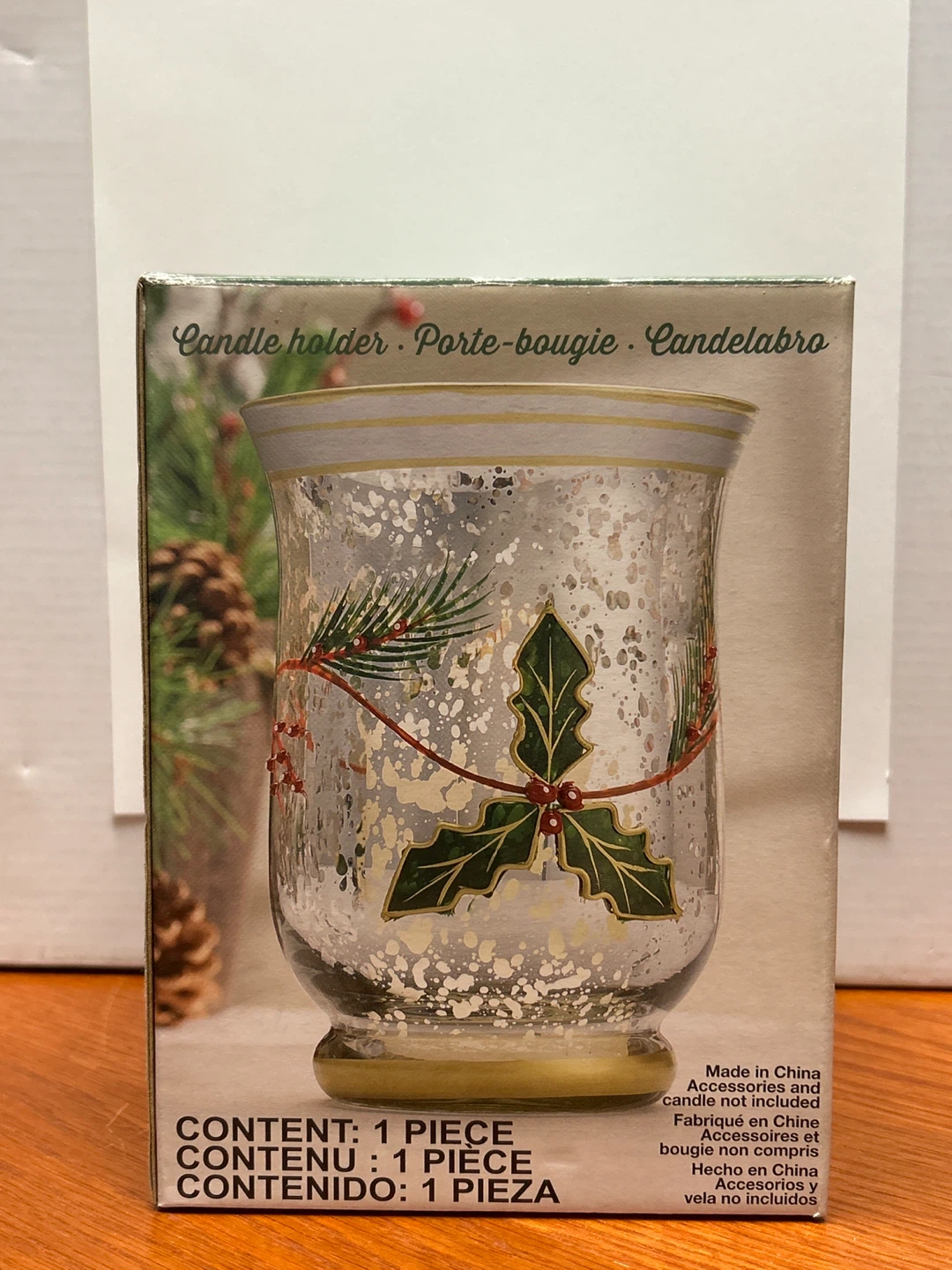 Holiday Holly Glass Candle Holder - photo 2