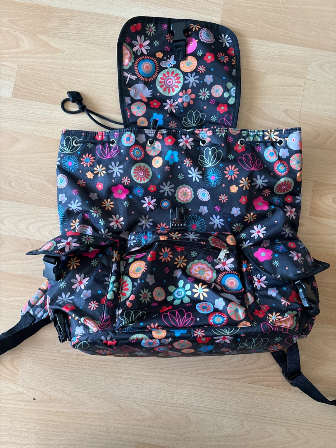 Floral Print Drawstring Backpack