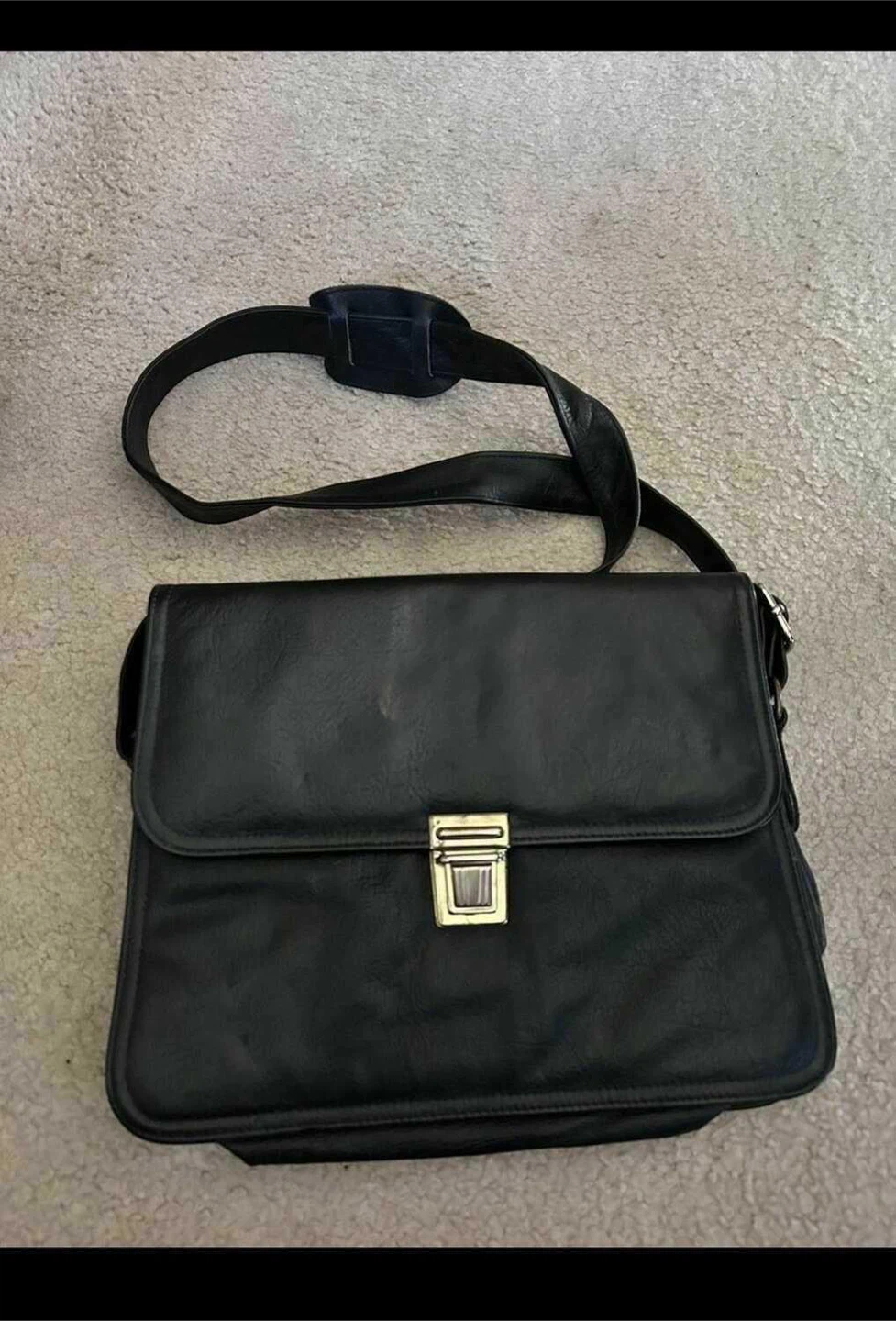 Italian Black Leather crossbody Bag