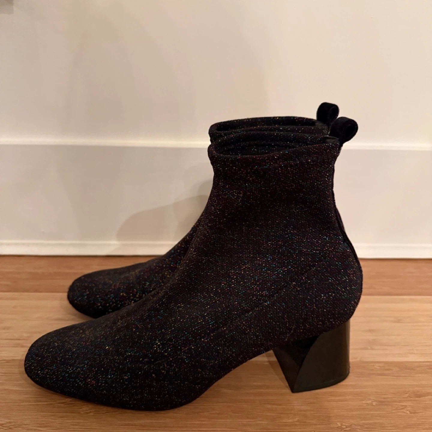 Zara Black Glitter Sock Boots Size 8 - photo 3