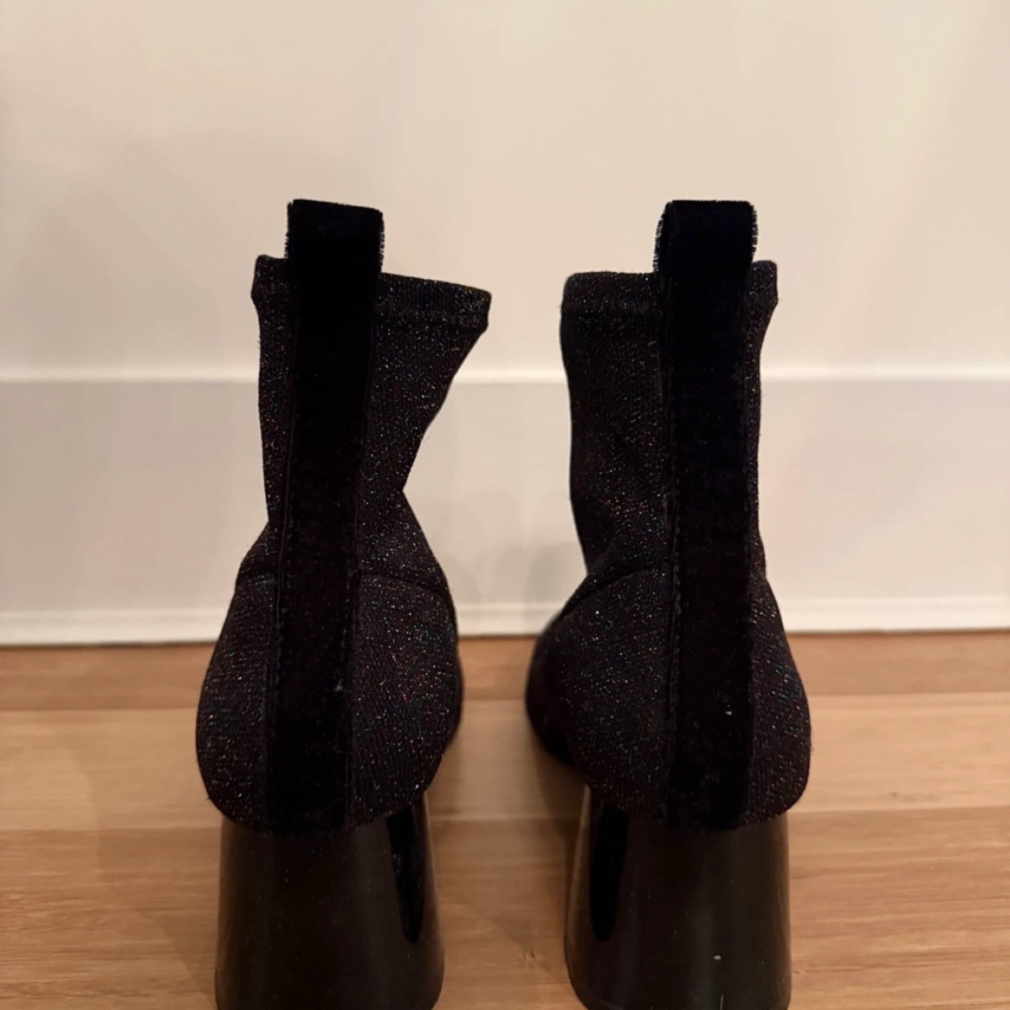 Zara Black Glitter Sock Boots Size 8 - photo 4