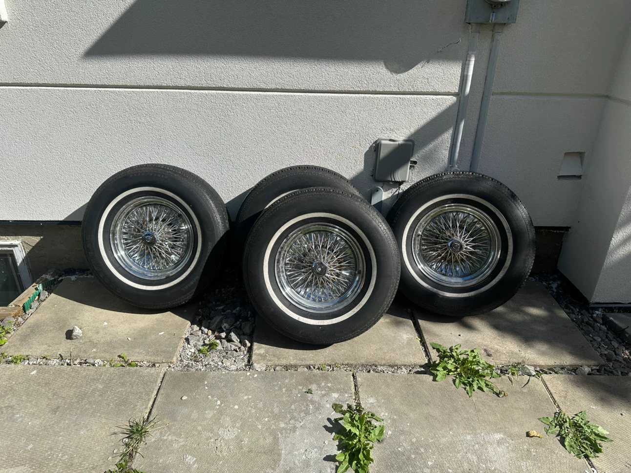 Set of 4 Wire Wheels with Whitewall Tires
