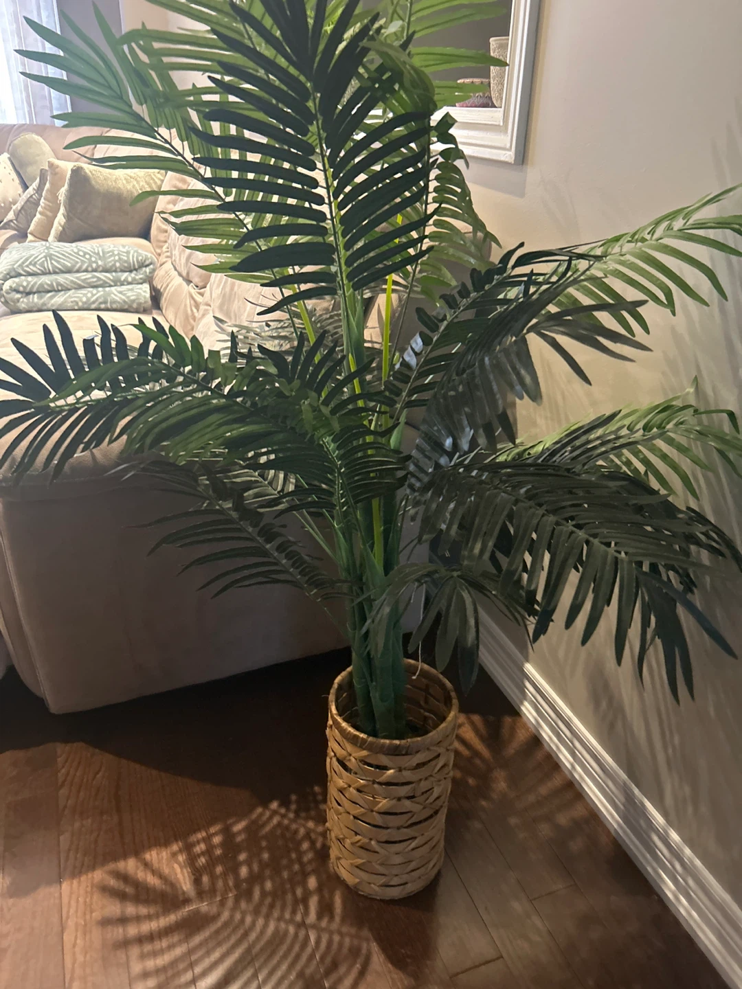 🏈 Artificial Palm Plant in Woven Basket