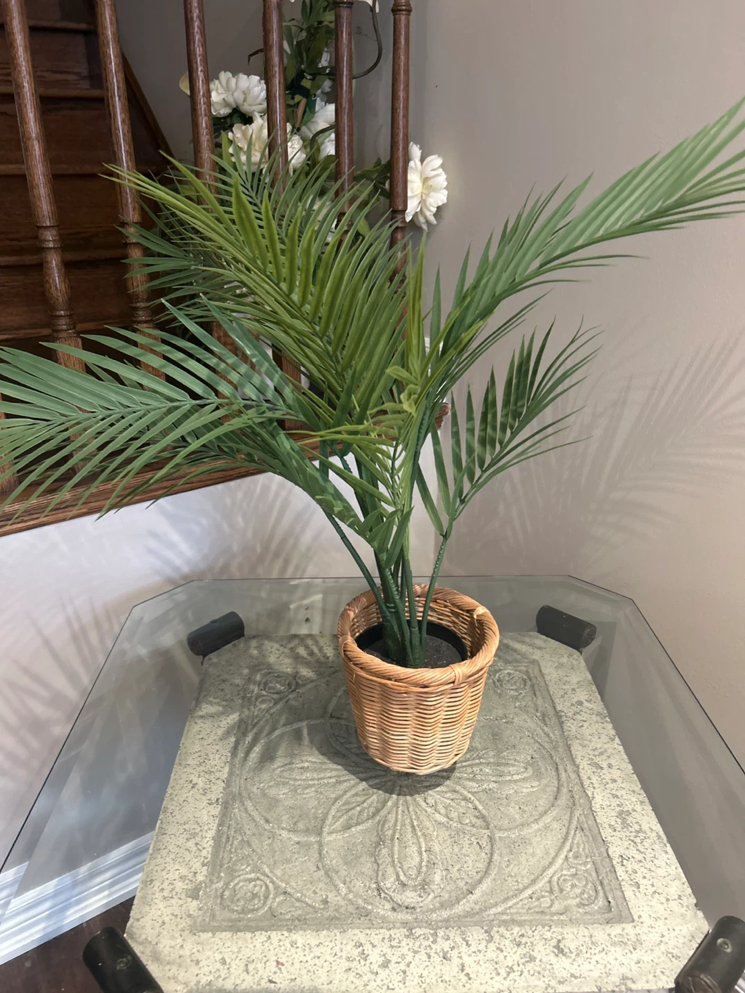 🏈 Artificial palm plant in wicker basket