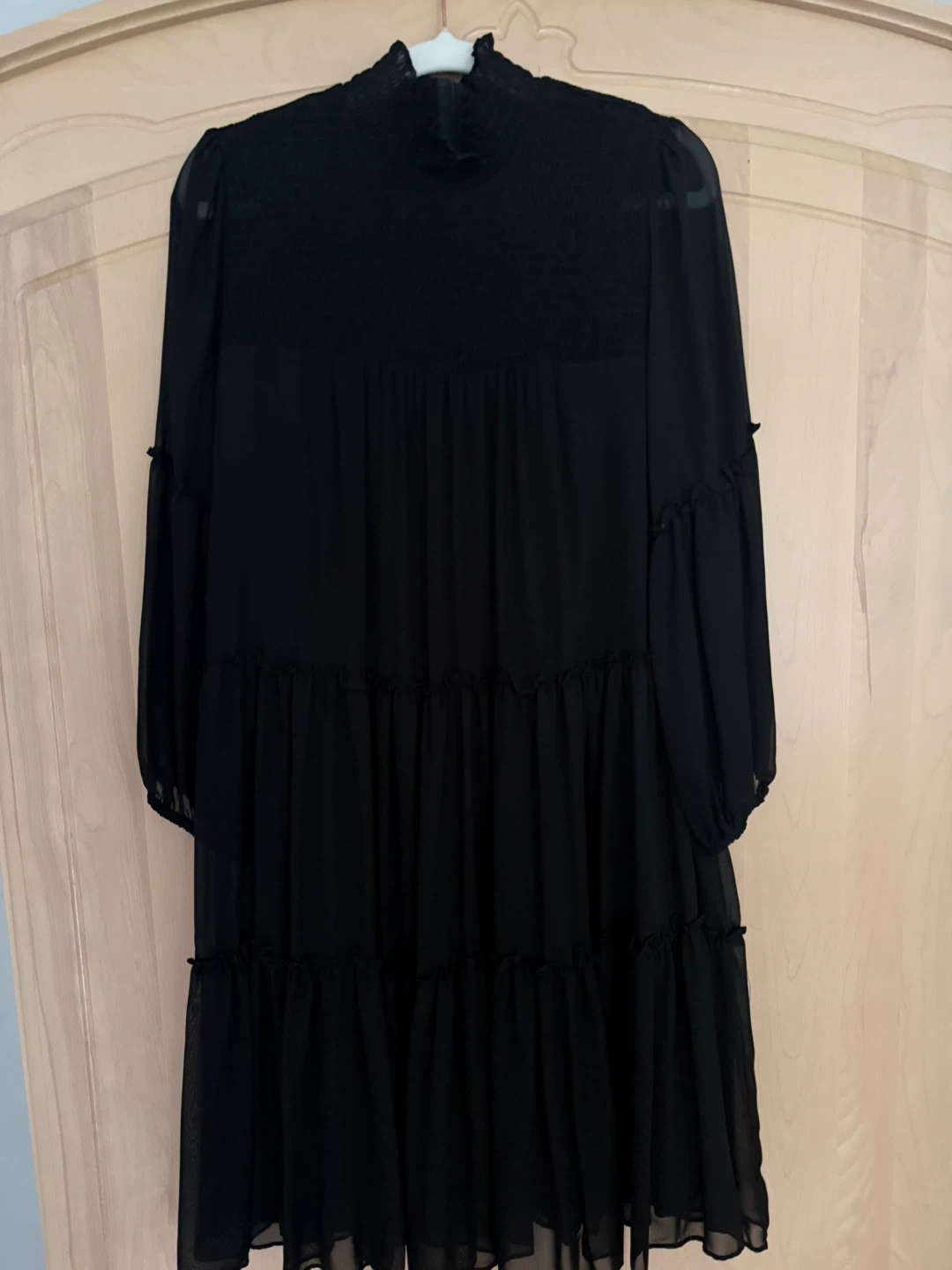 Black Long-Sleeve Tiered Dress loose fit - photo 4