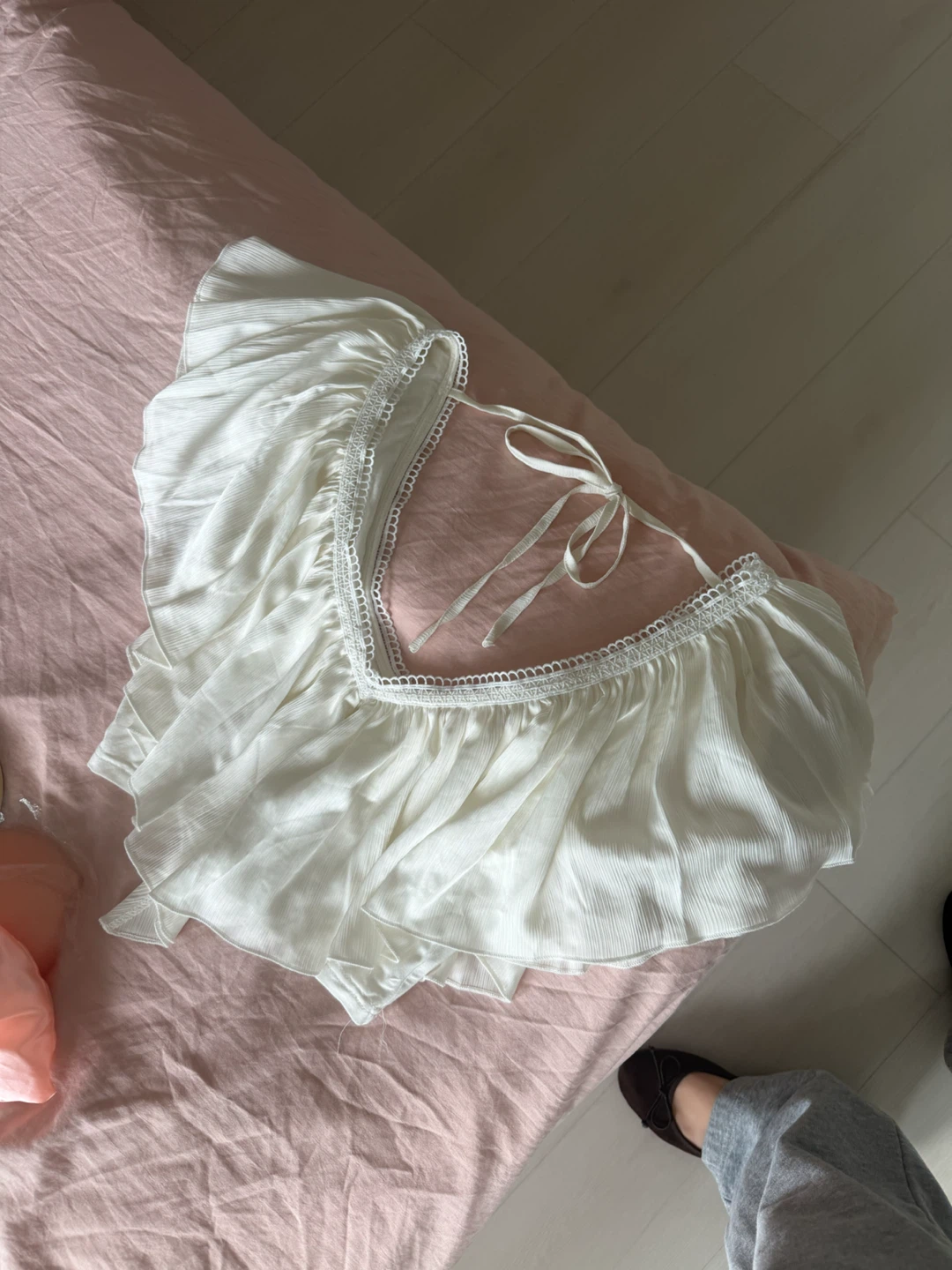 Edikted White Ruffle Crop Top