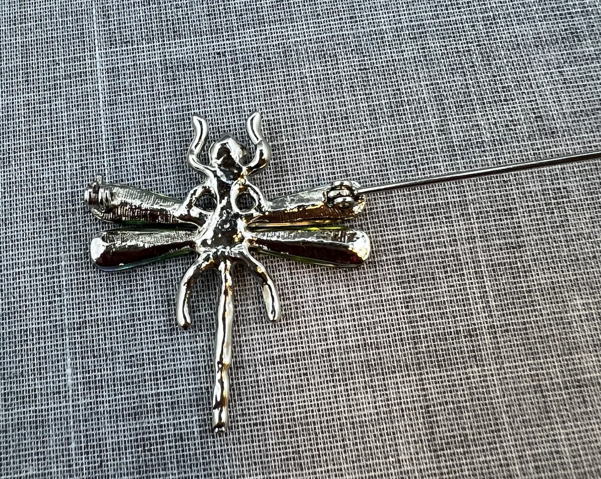 Silver-Tone Abalone Shell Dragonfly Brooch - photo 3