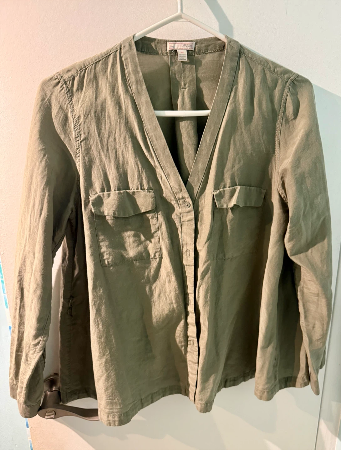 Gap Olive Button-Down Shirt Size Small