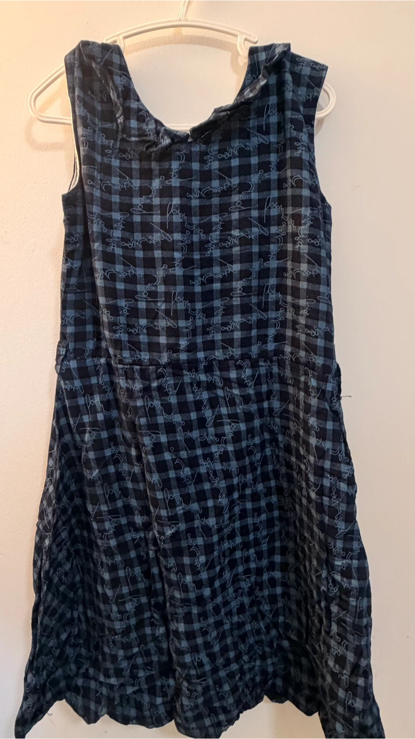Blue Plaid Sleeveless Dress