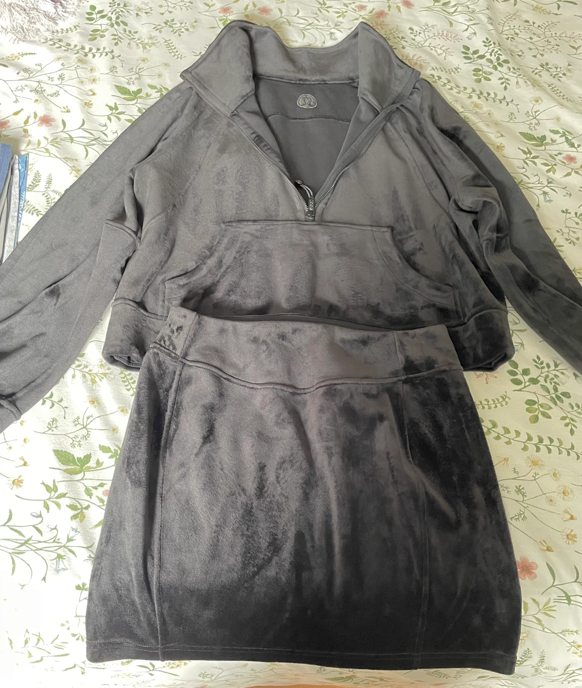 Lululemon Velour Half-Zip and Skirt Set