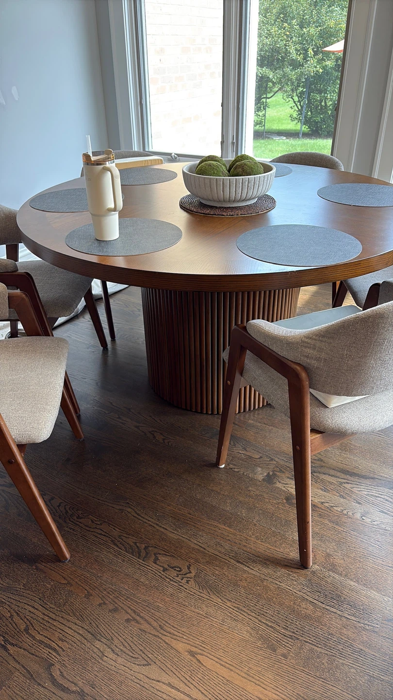 Round Wooden Dining Table and Chair Set - photo 3