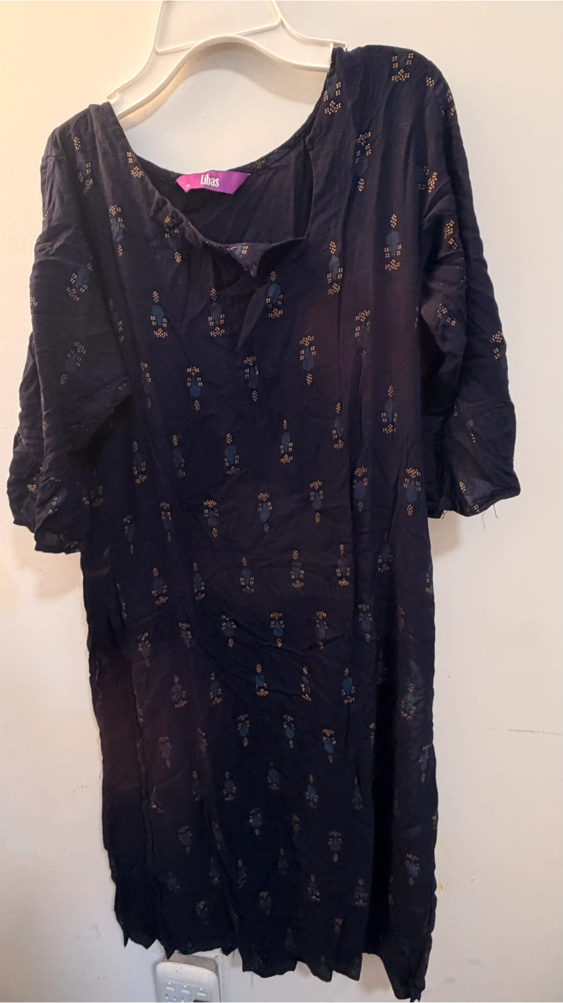 Libas navy blue kurta with teal skirt