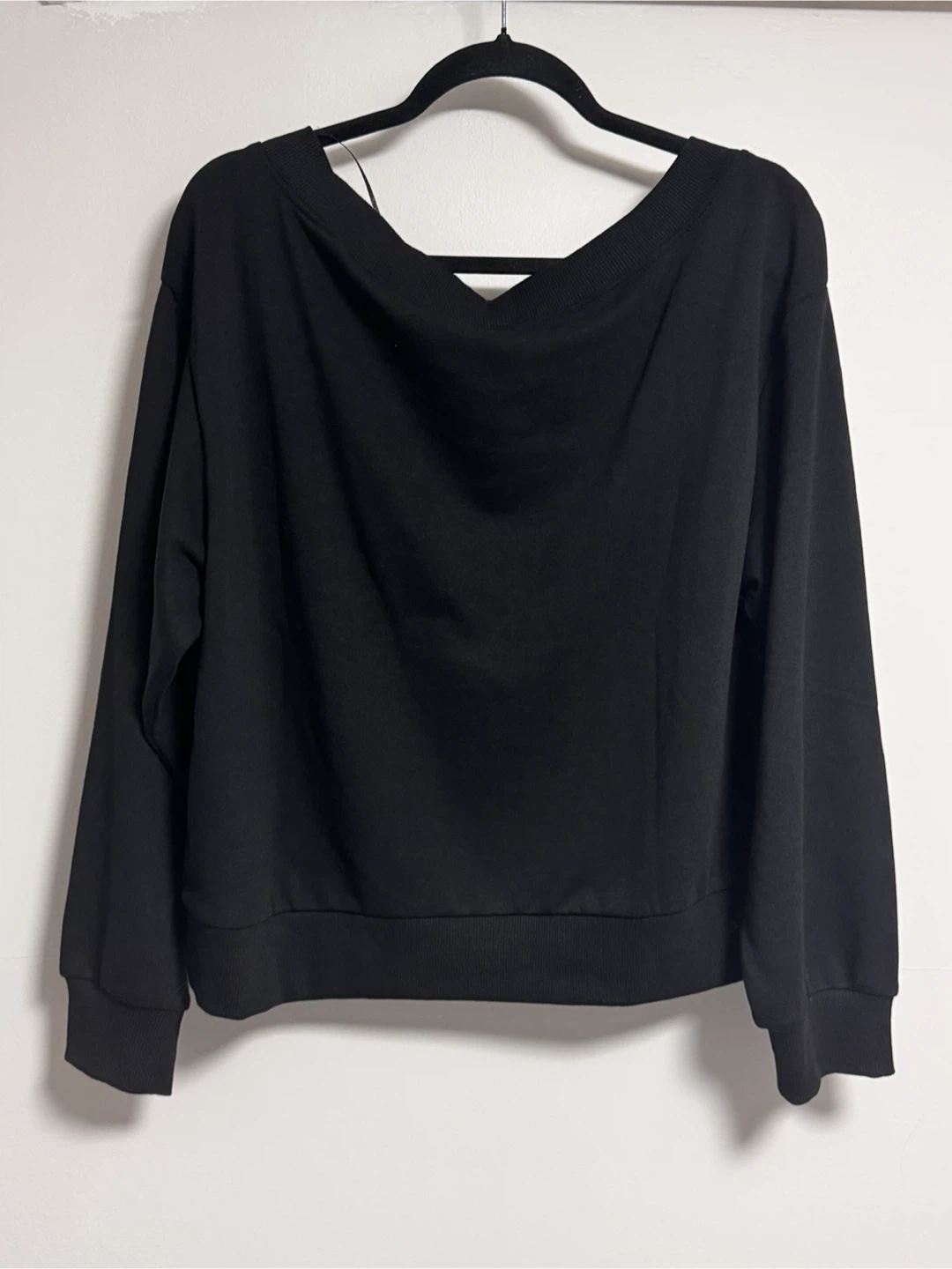 Black Off-Shoulder Sweatshirt