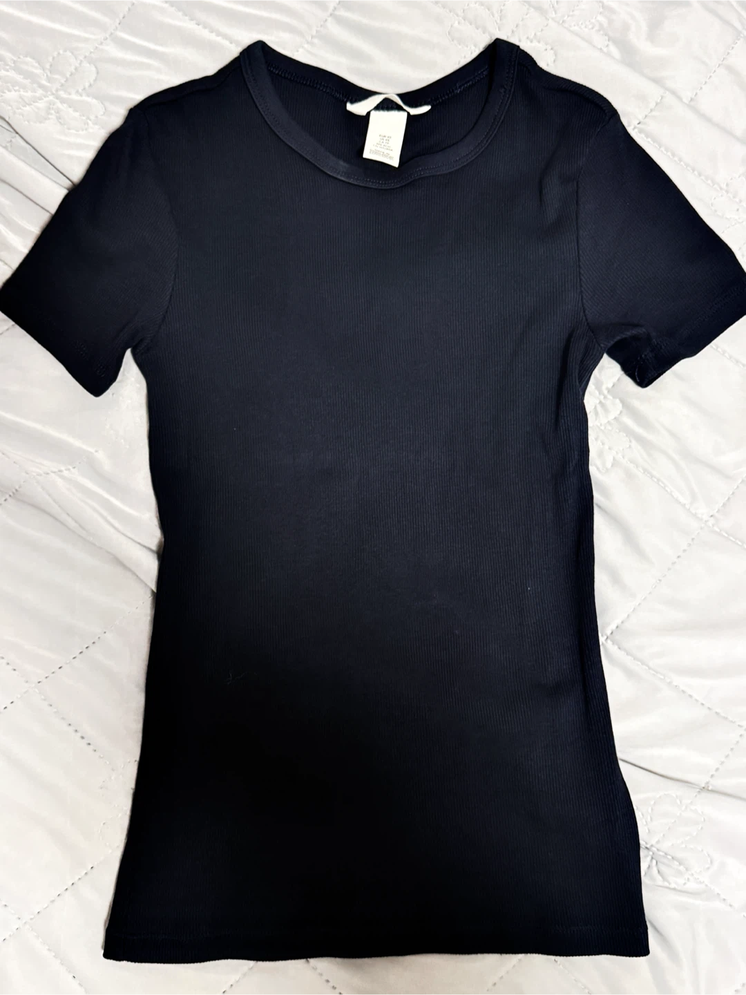 H&M Dark Blue Ribbed T-Shirt