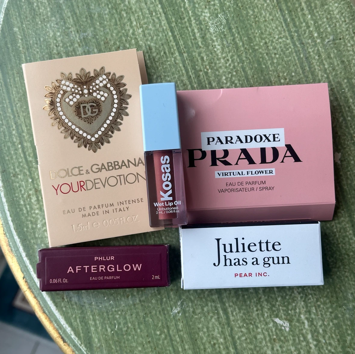 Perfume Samples & Kosas lip oil