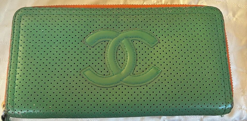 Chanel Perforated Leather Zip Wallet