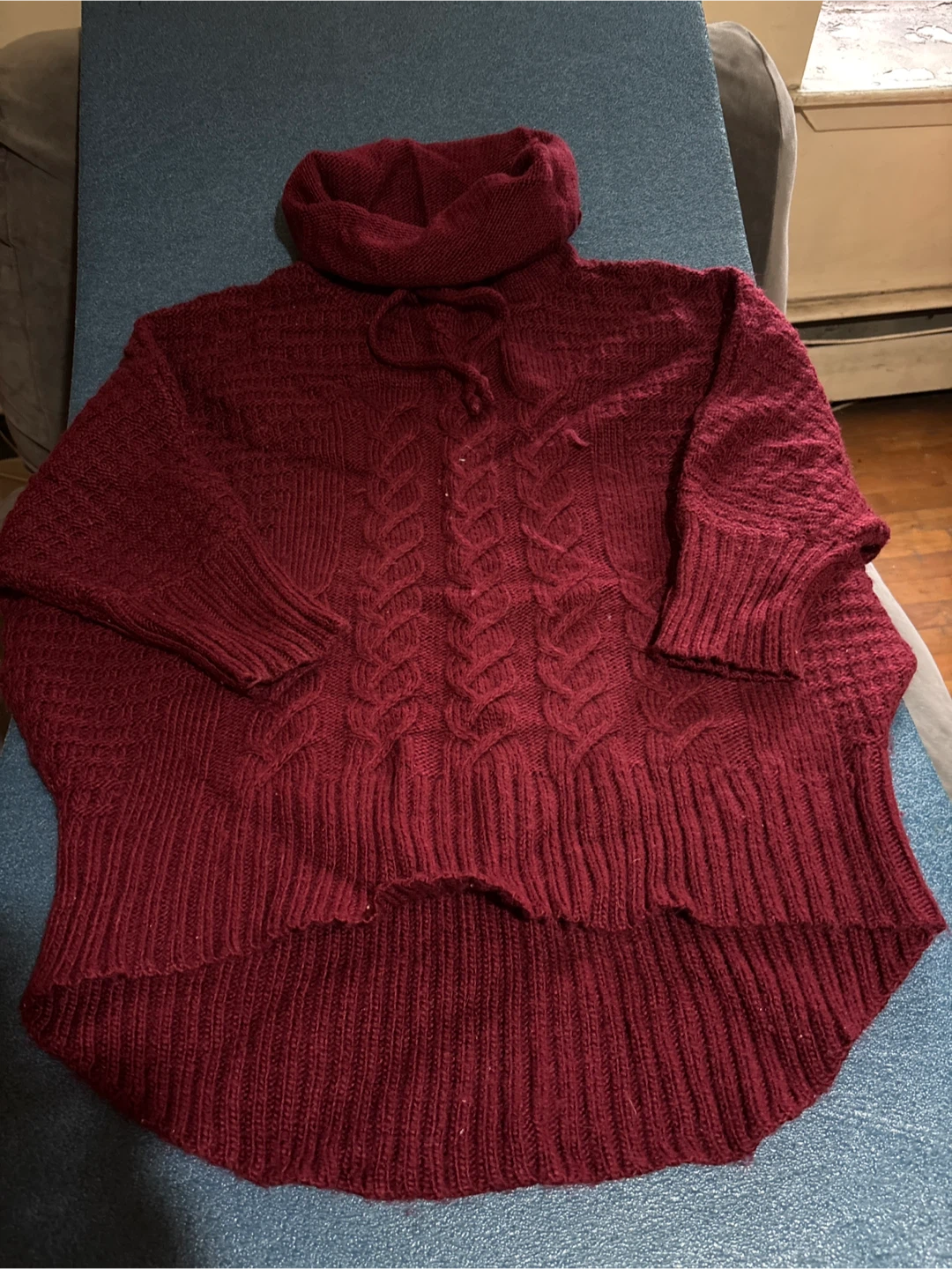 Ruby Moon Burgundy Cable Knit Cowl Neck Sweater - photo 3