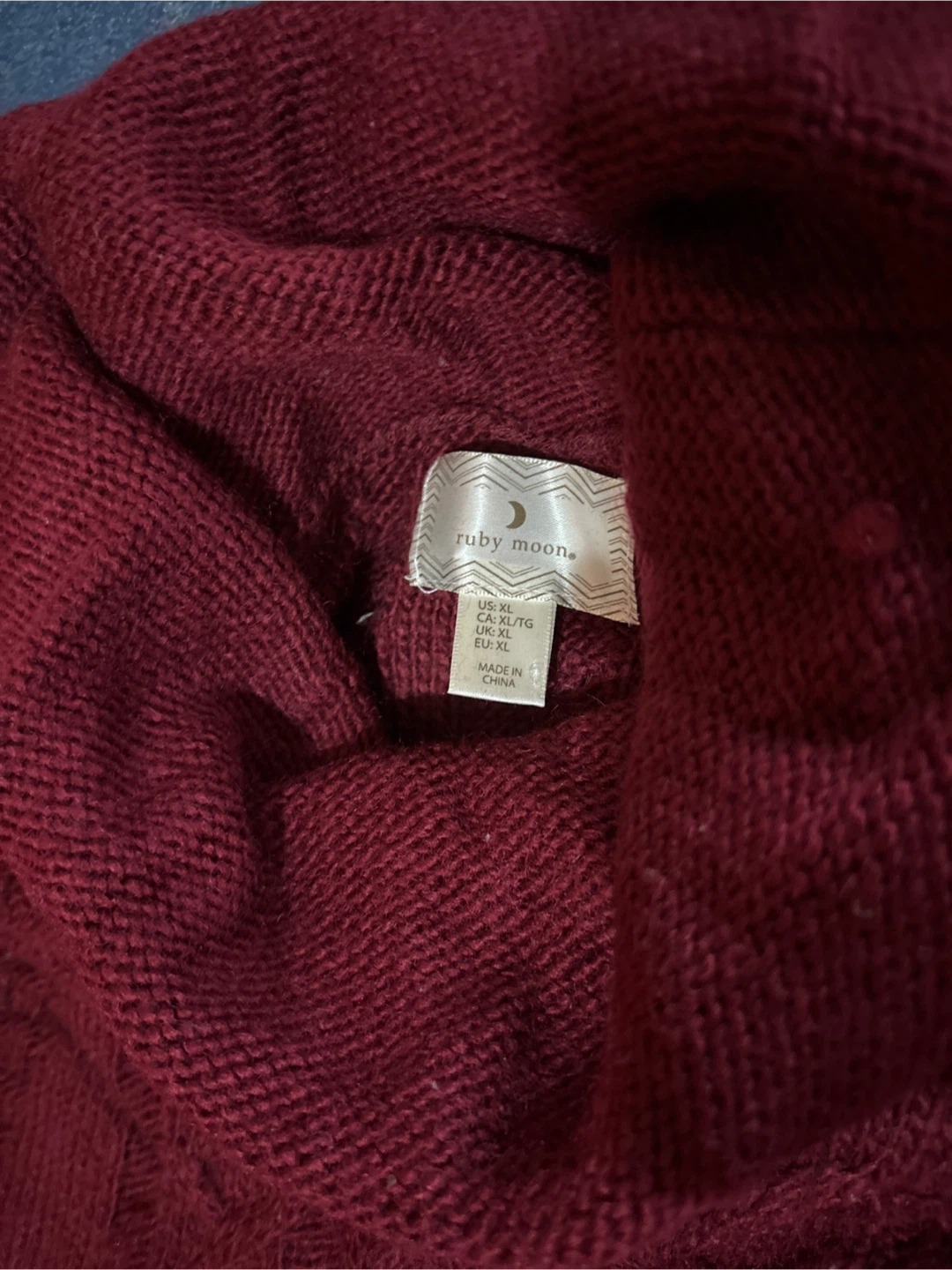 Ruby Moon Burgundy Cable Knit Cowl Neck Sweater - photo 4