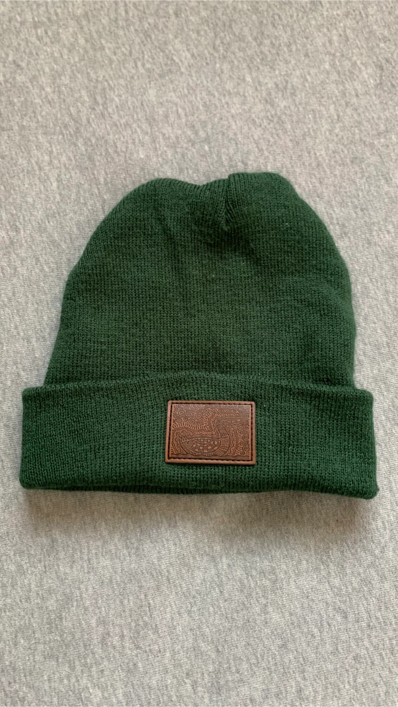 Dark Green Toque with Brown Leather Duck Patch 🏈