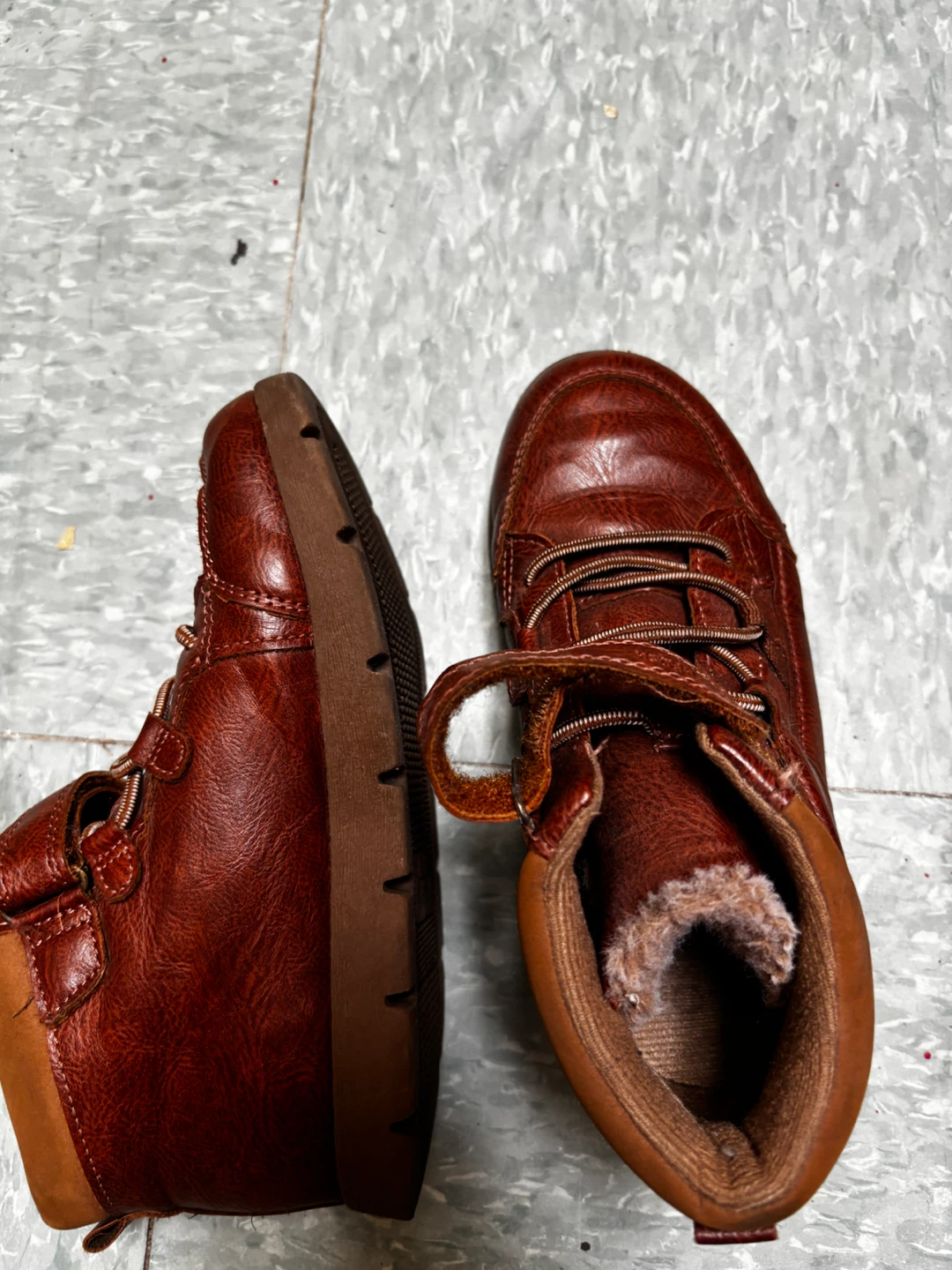 Brown Faux Leather Winter Boots