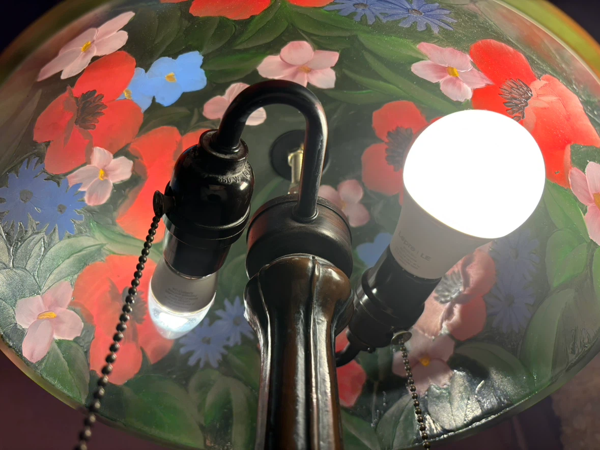 Antique Hand Painted Flower Garden Lamp - photo 3