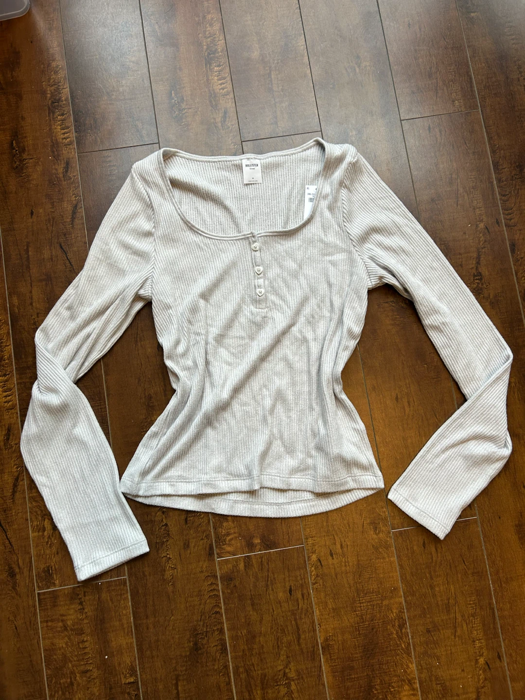Hollister Ribbed Henley Long Sleeve Top