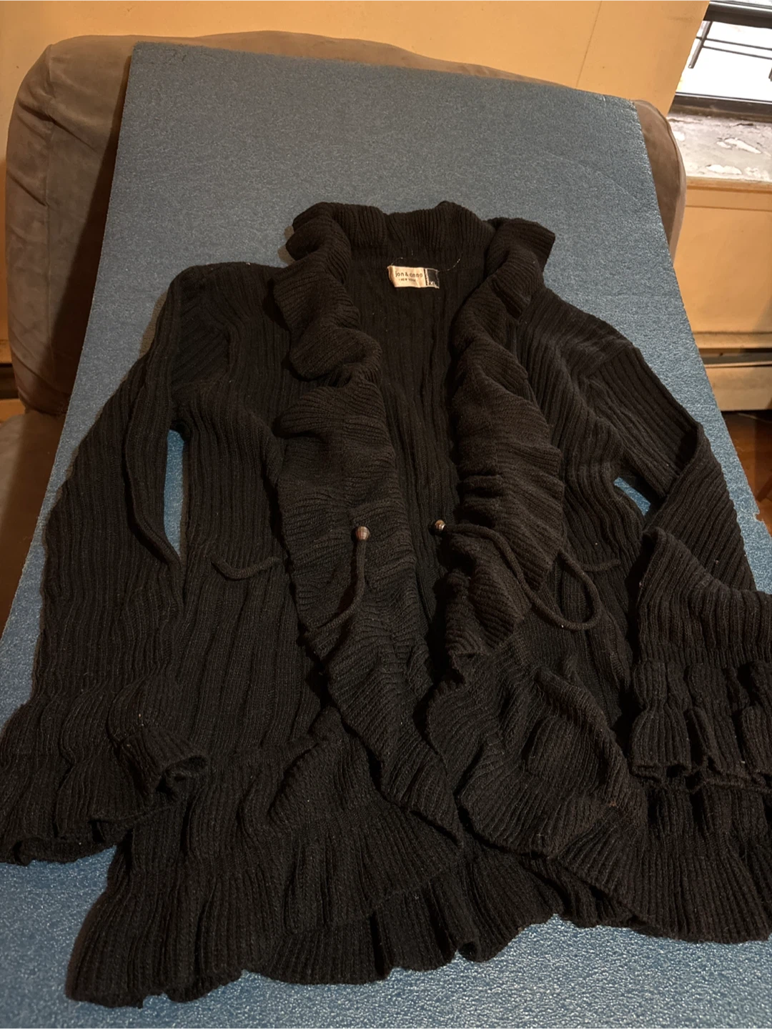 Jon & Anna Black Ruffled Cardigan XL