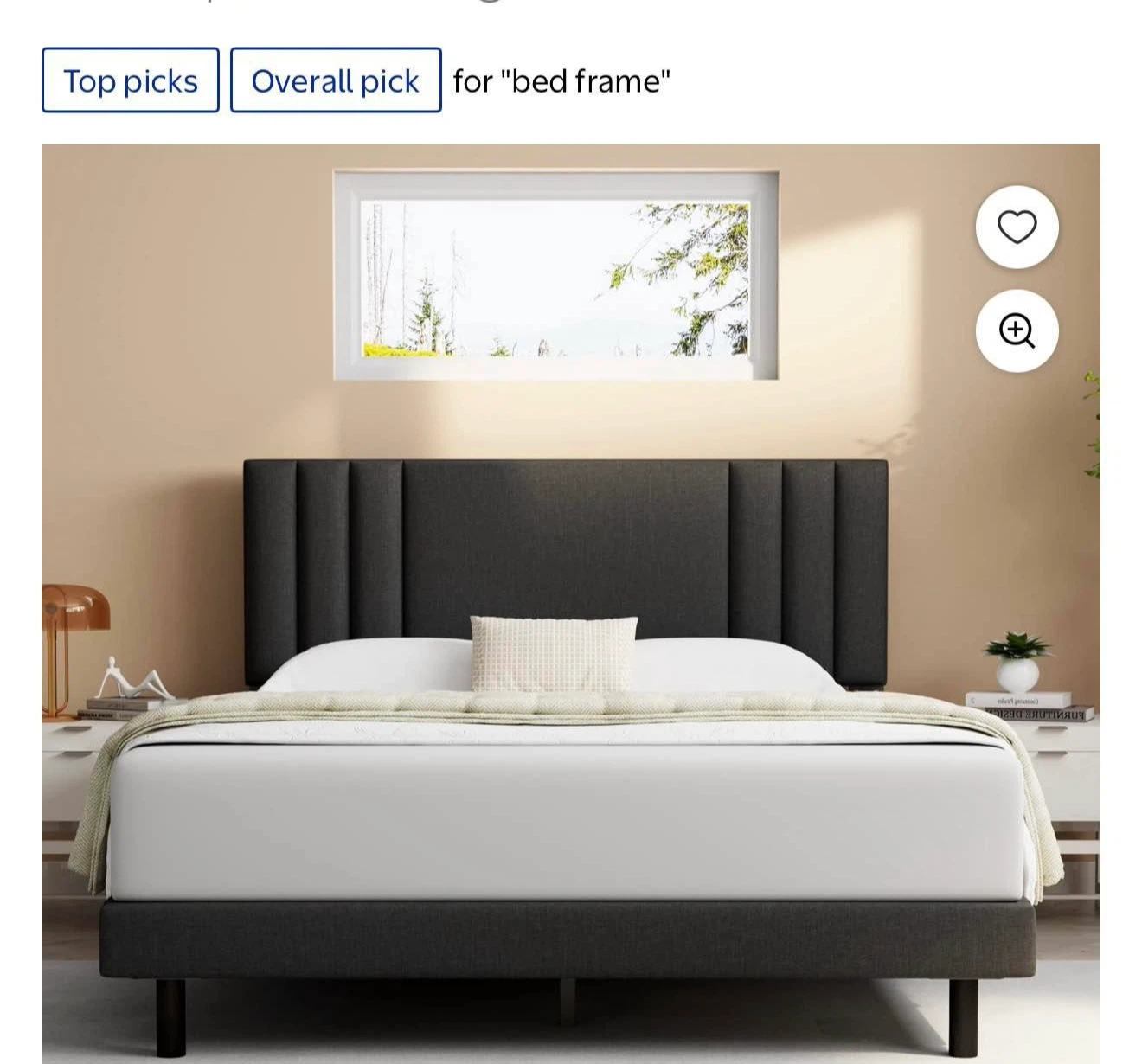 Dark Grey Upholstered Queen size Bed Frame