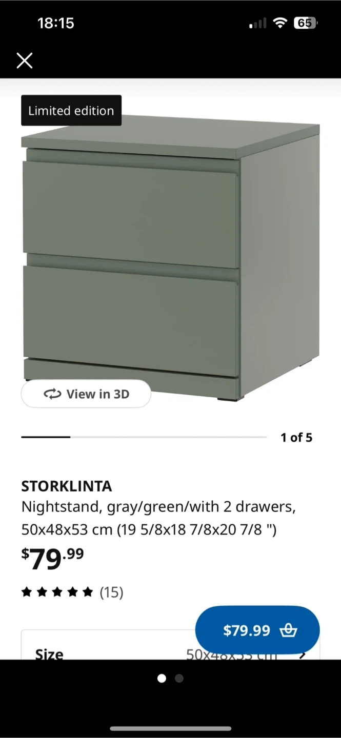 IKEA STORKLINTA Nightstand, Gray/Green