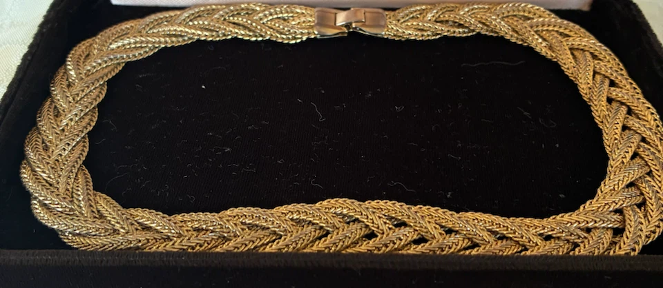 Gold Tone Braided Chain Necklace