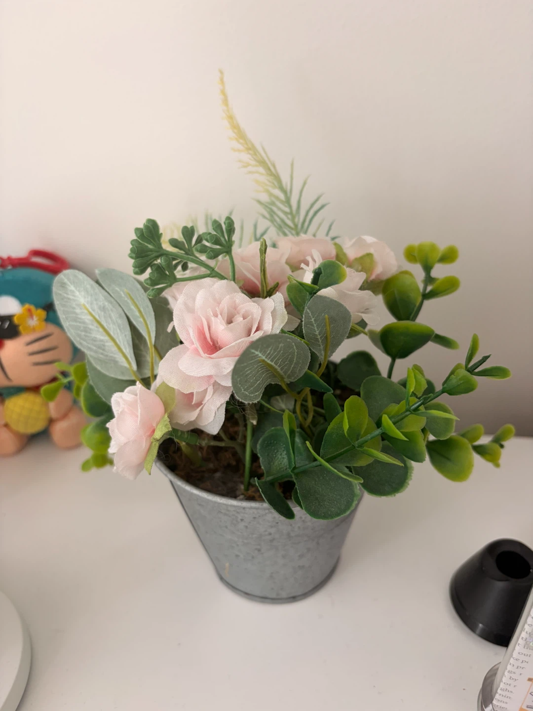 Small Artificial Pink Rose Potted Plant