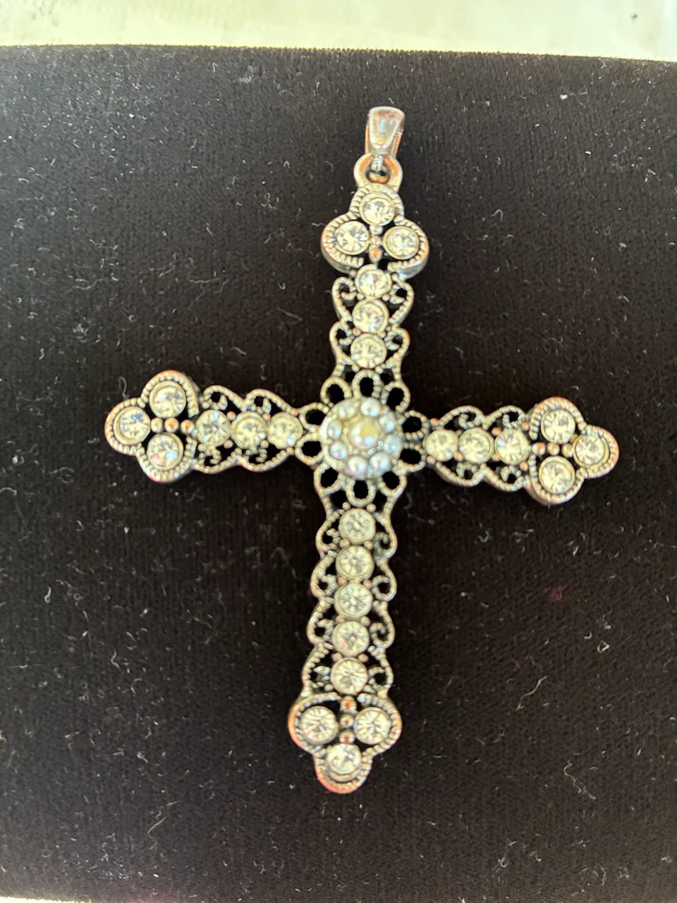 Ornate Rhinestone Cross Pendant