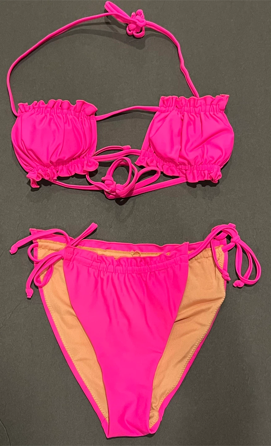 Neon Pink Ruffled Bikini Set Size S - photo 4