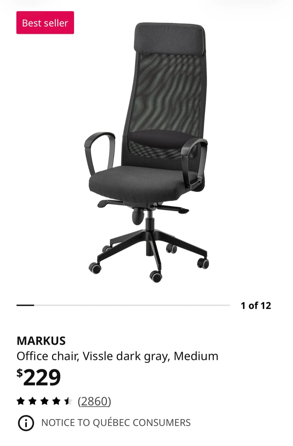IKEA Markus office chair in Vissle dark gray - photo 4