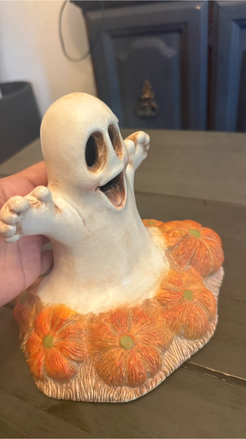 Ceramic Ghost and Pumpkin Halloween Decoration - photo 3
