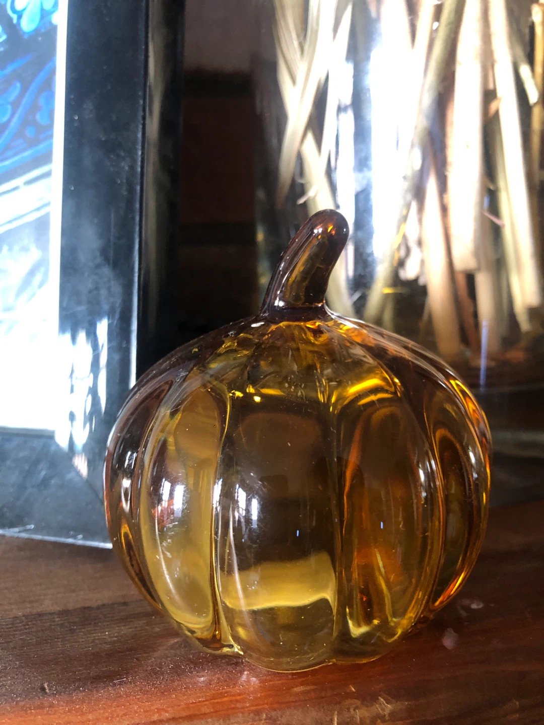 Amber Glass Pumpkin Decor 🏈