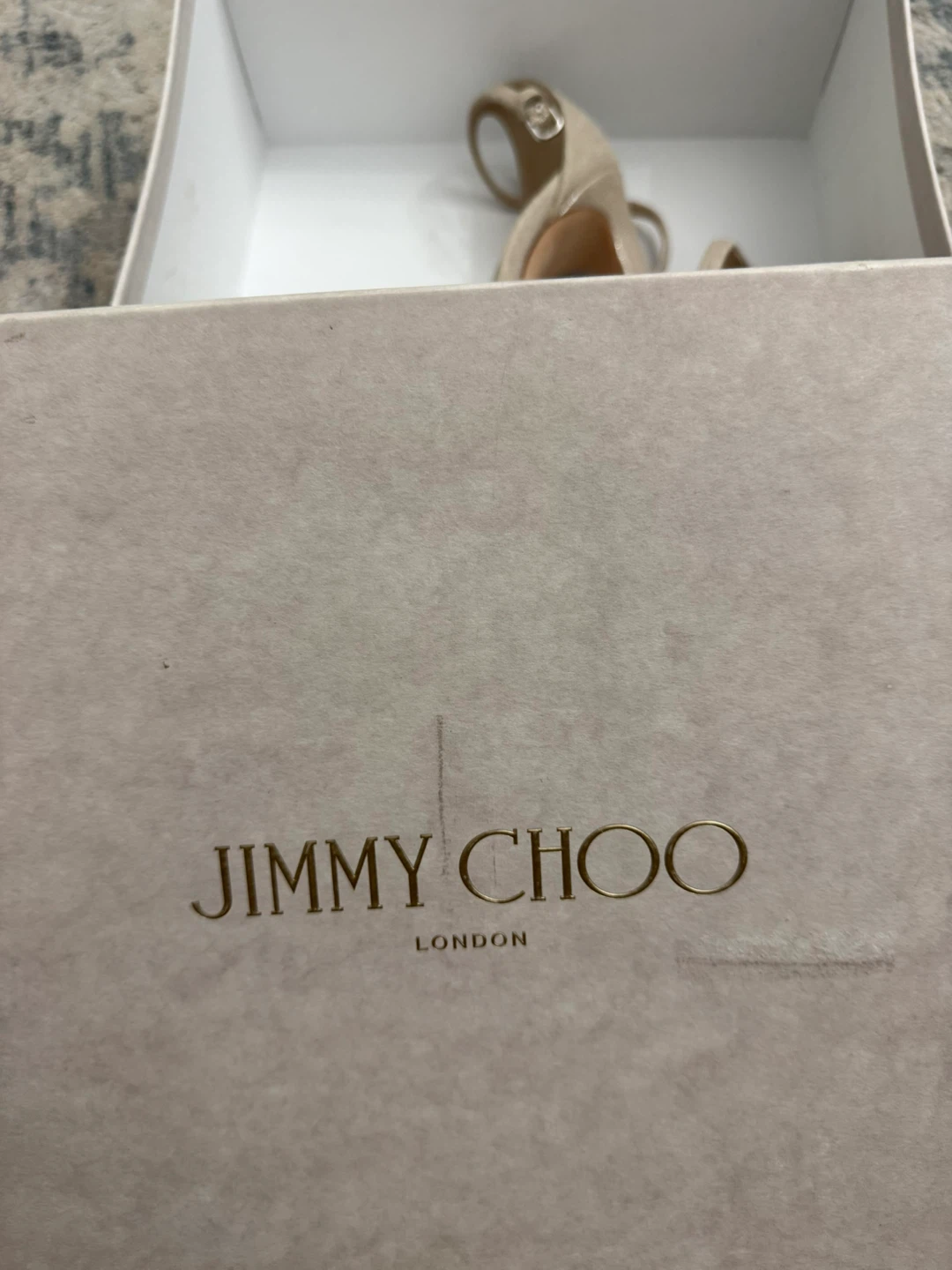 Jimmy Choo Metallic Ankle-Strap Heels, Size 37.5