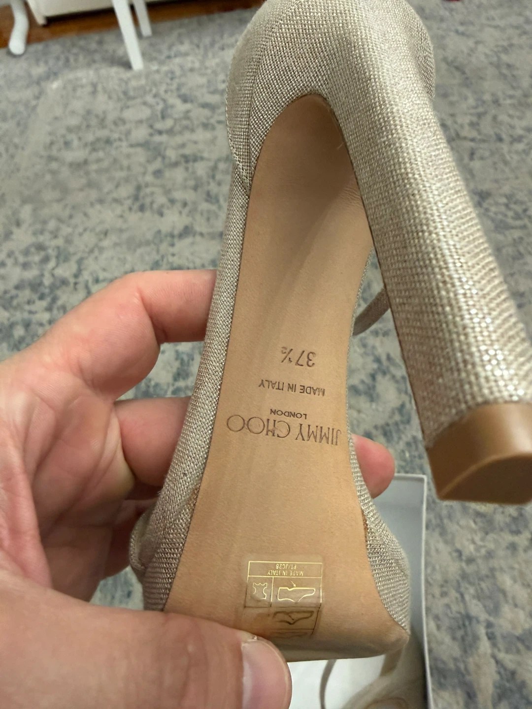Jimmy Choo Metallic Ankle-Strap Heels, Size 37.5 - photo 3